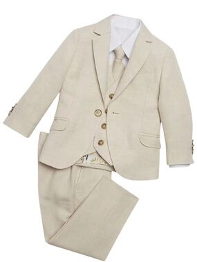CLEO Peanut Butter Collection Oasis 3-Piece Slim Fit Linen Suit in sand - Sz 10